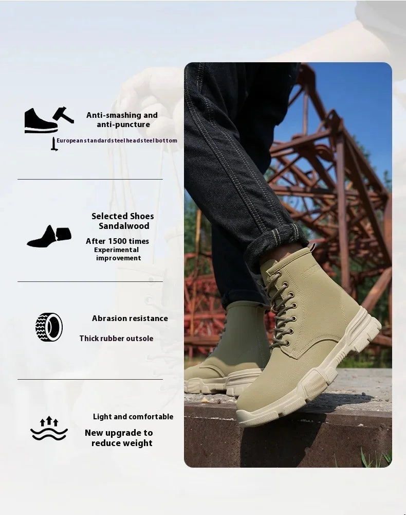 Anti-spark Welder Shoes Men's High Top Work Safety Boots Puncture Proof Construction Safety Shoes Men Platform Boots