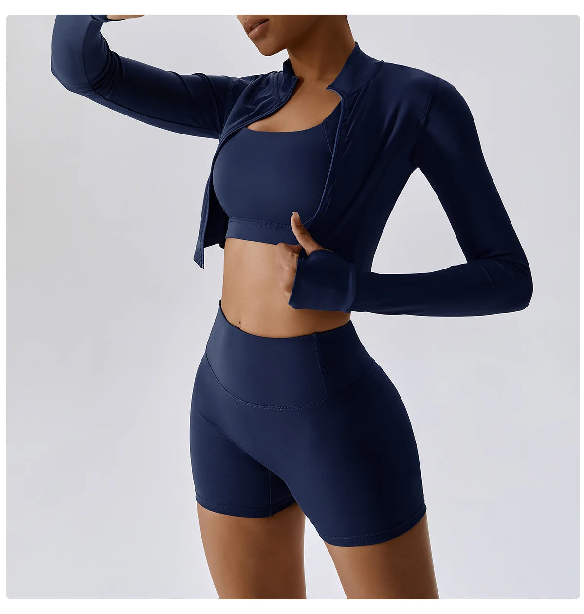 Conjunto de yoga de 3 piezas para mujer, conjuntos de entrenamiento, ropa deportiva para gimnasio, ropa deportiva con cremallera, leggings de manga larga y cintura alta, trajes deportivos, traje de yoga