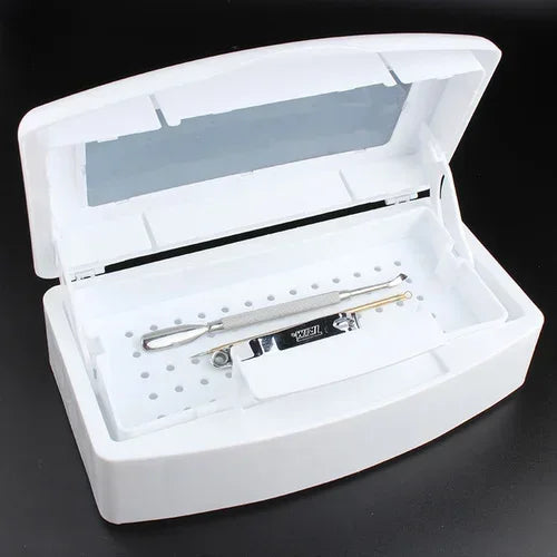 Bandeja esterilizadora de uñas, caja de desinfección, esterilización, limpieza de uñas, salón de manicura, implementos, desinfección, herramientas, equipo, limpiador de herramientas