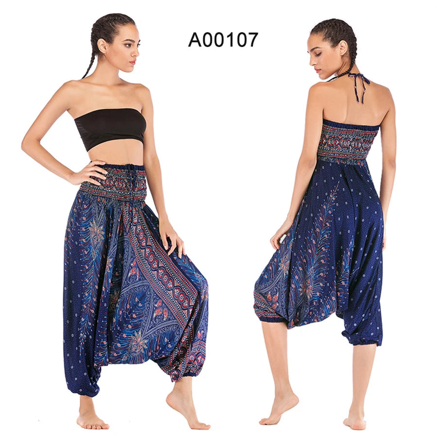 Bohemian Pants Women Pantalones Mujer Hippie High Waist Rayon Harem Baggy Boho Yoga Beach Wear Pour Femme Calca Feminina Printed