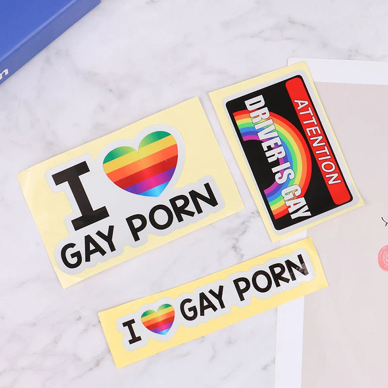 1 pieza de pegatinas reflectantes para coche con texto "I LOVE GAY PORN", pegatinas divertidas para el coche.