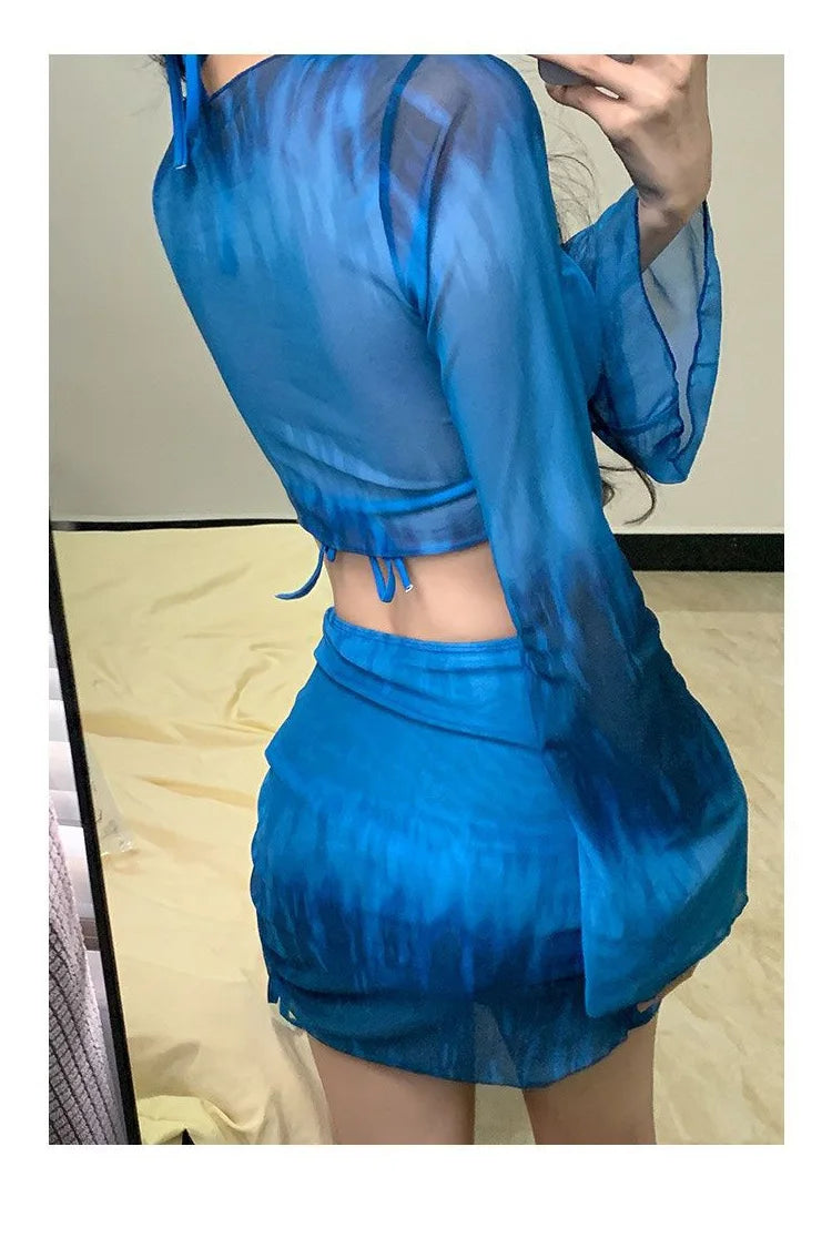 Conjunto de bikini para mujer, traje de baño Vaion separado, Pure Desire, sexy, de cuatro piezas, conservador, ajustado, pecho pequeño, fruncido, persona...