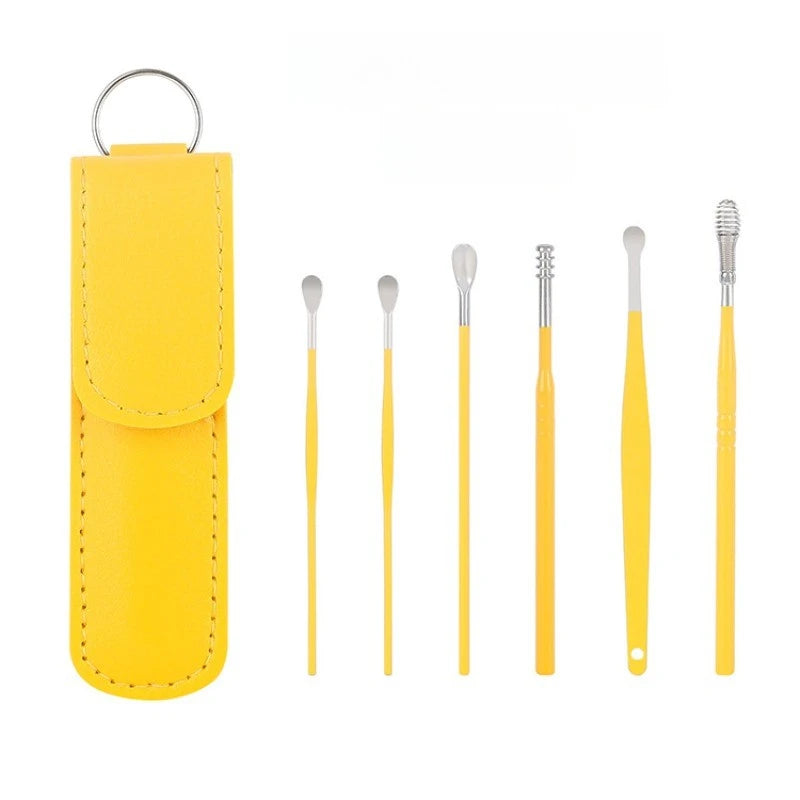 Kit de limpieza de oídos de 6 piezas, removedor de cerumen, cureta, cuchara, herramienta de extracción para bebés y adultos.