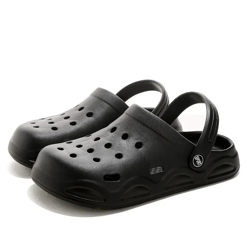 Zapatos de verano para hombre, para exteriores, con tacón medio cubierto, para jardín, playa, tipo zueco, transpirables, de material EVA, sandalias cómodas.