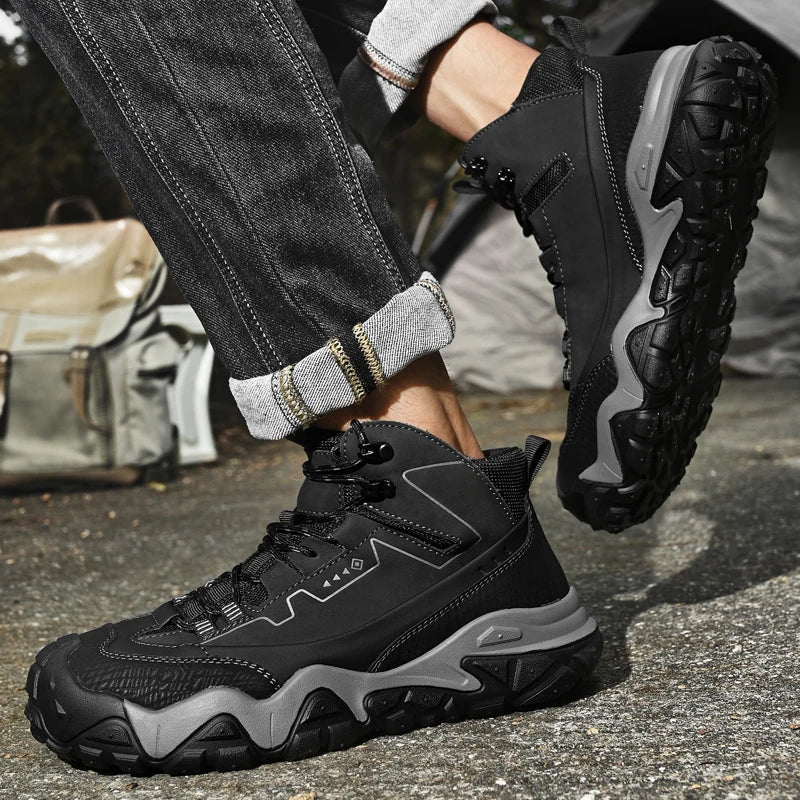 Retro Outdoor Motorcycle Boots Male Comfortable Leather Ankle Boots for Men New Trend Biker High Top Shoes Leisure Walk Botas