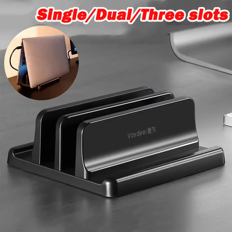 1 soporte vertical para portátil, ajustable, para tableta, teléfono, de plástico, para escritorio, almacenamiento de ordenador portátil, accesorio que ahorra espacio.