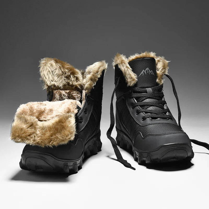 Botas de invierno para hombre, zapatillas cálidas, impermeables, antideslizantes, de felpa, de cuero, talla grande 48, novedad de 2024