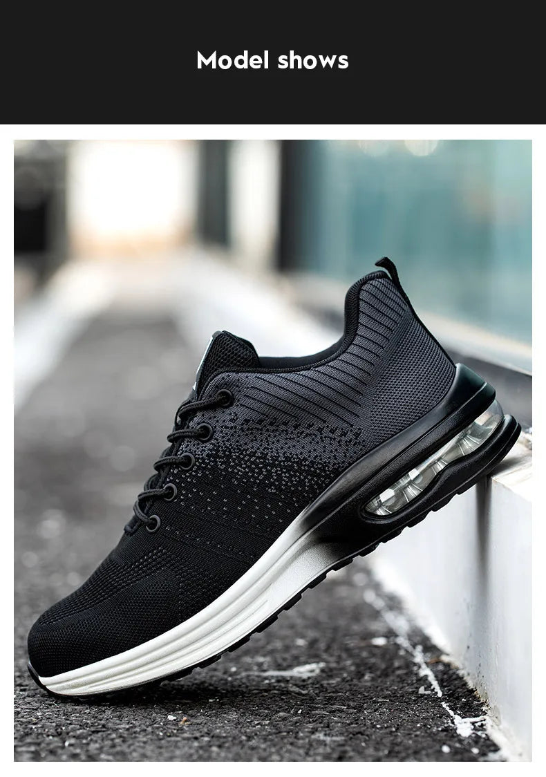 Zapatos de trabajo de protección anti-aplastamiento para hombres y mujeres, zapatos indestructibles anti-perforación, zapatos de trabajo con amortiguación de aire, zapatos de seguridad con puntera de acero para hombre.