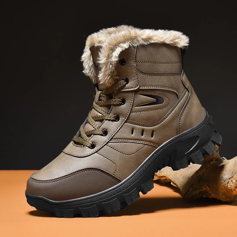 Botas de invierno para hombre, zapatillas cálidas, impermeables, antideslizantes, de felpa, de cuero, talla grande 48, novedad de 2024