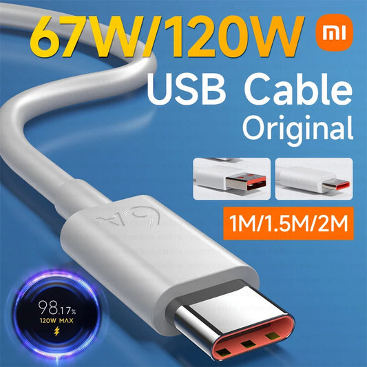 Cable USB tipo C original de 120 W y 67 W, cargador de 6 A, carga rápida Turbo Tipo para Xiaomi 13, 12, 11, Poco, Redmi Note 10 Pro, 12T, K60