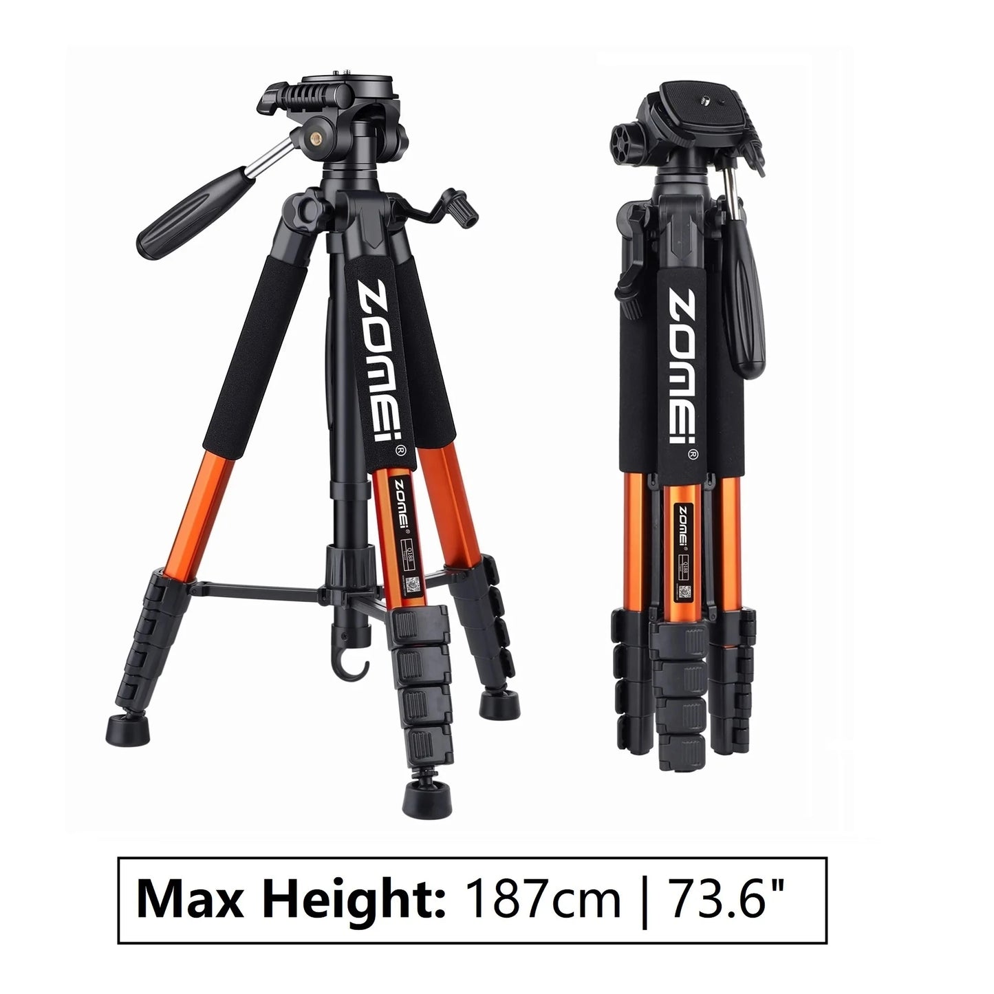 Trípode profesional compacto de aluminio de 188 cm/73,6 pulgadas de alto para cámara digital, Canon, DSLR, teléfono inteligente, trípode fotográfico