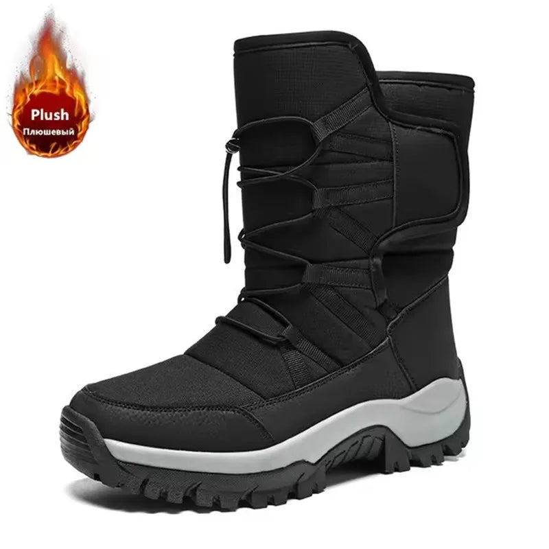 Nuevas botas de nieve cálidas de felpa para hombre, botas altas de invierno para hombre, botas de moto impermeables de invierno, botas de senderismo antideslizantes para exteriores para hombre.