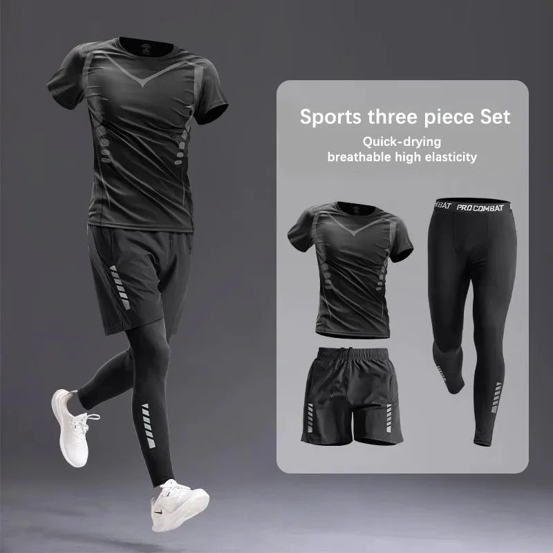 Conjunto deportivo para hombre para todas las estaciones: chándal para correr, andar en bicicleta, hacer ejercicio y senderismo, ropa de gimnasio para hombre, trotar y boxear (5 piezas)