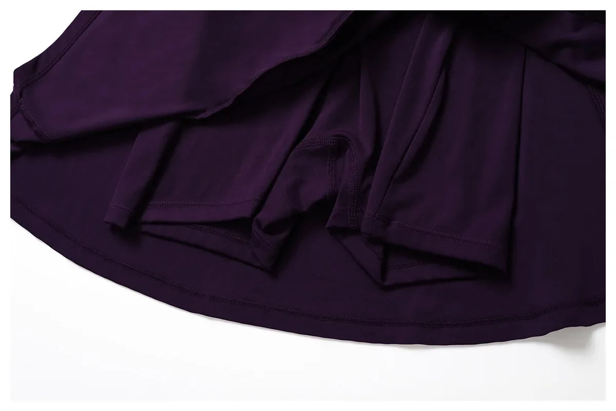 Falda de una pieza para mujer, de verano, segura, para yoga, tenis, gimnasio, golf, correr, deportes, fitness, con almohadillas para el pecho, antideslumbrante, para baile.