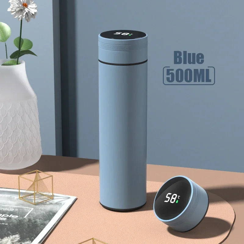 Termo de acero inoxidable dividido de 500 ml con pantalla de temperatura, aislado al vacío, ideal para exteriores, regalo para el Día del Padre.