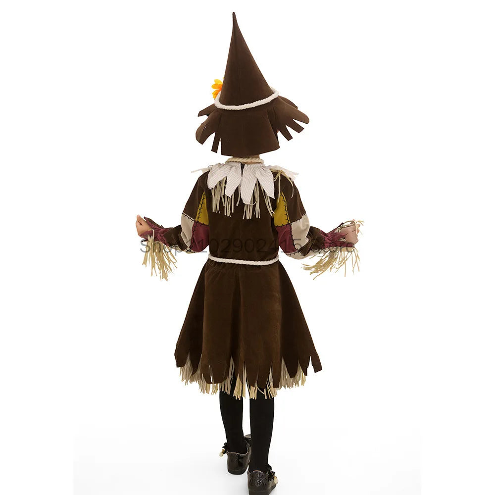 Halloween The Wizard of Oz Scarecrow Parent-Child Costume Carnival Party Performance Circus Clown Dress Womens Cosplay Costume