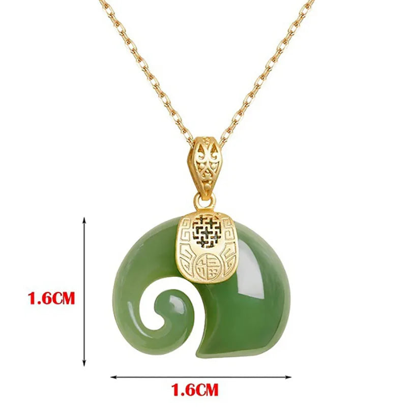 Colgante de elefante de jade hetiano de piedra natural, cadena chapada en oro de 18 quilates, collar, gargantilla, joyería para mujer, cumpleaños y aniversario.