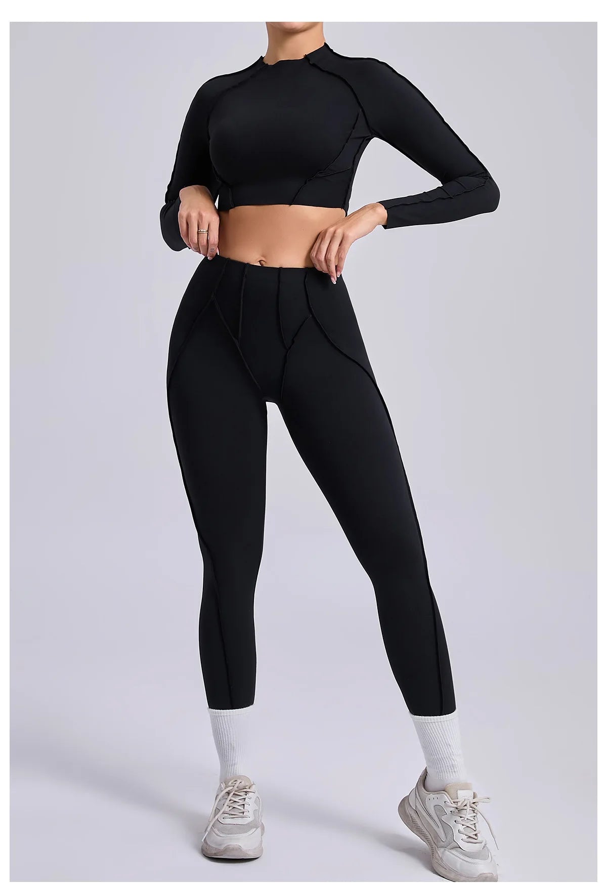 Yoga Set Workout Tracksuits 2 Pieces Gym Clothes Sportswear Yoga Suits For Women Fitness Set Sports Long Sleeved Gym Leggings