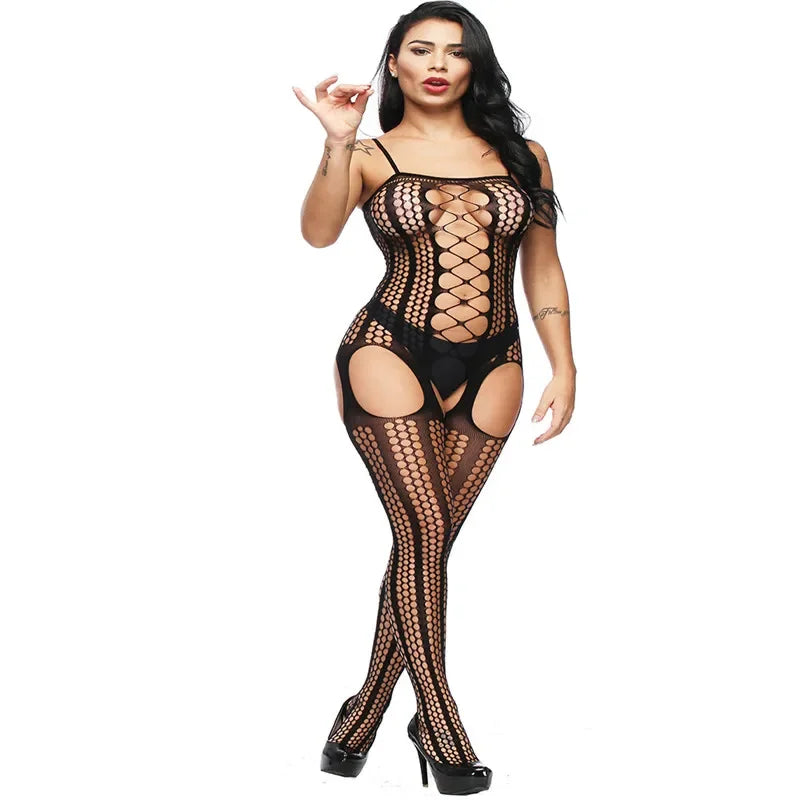 Lencería sexy, medias de cuerpo, body de osito de peluche, body erótico caliente, body con entrepierna abierta, medias de malla elástica, lencería erótica.