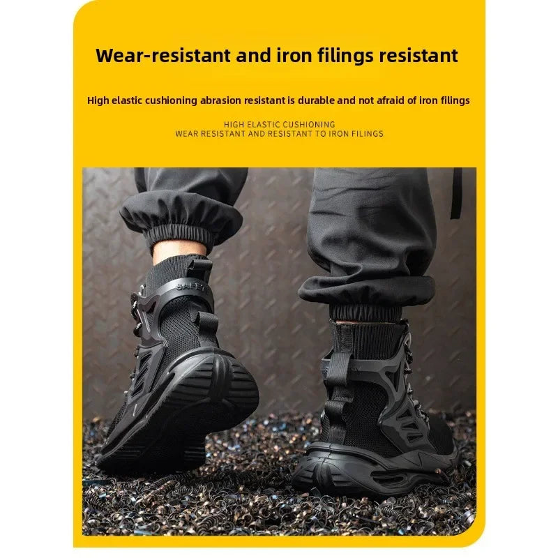 Tall Men's Anti Smashing and Anti Piercing Steel Toe Protective Safety Shoes Lightweight and Breathable Wear Resistant Durable