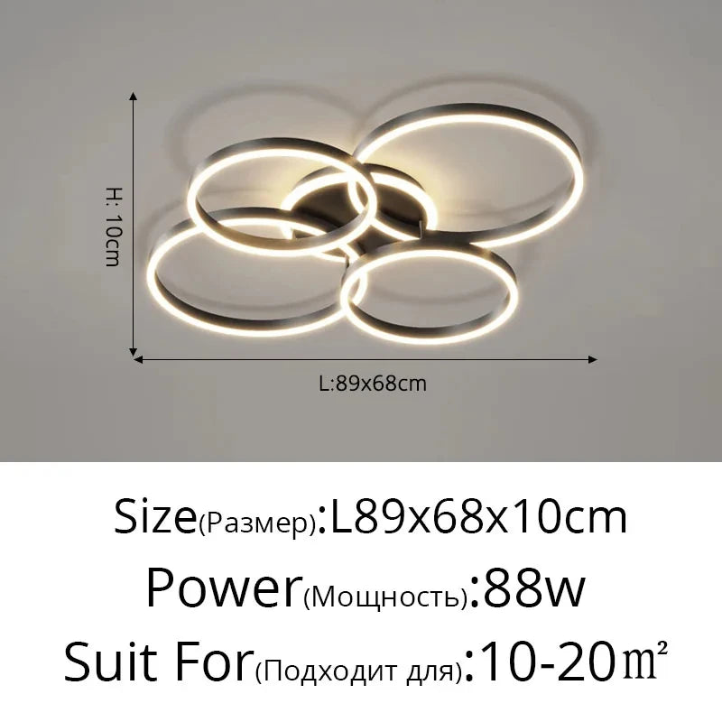 Lámparas de araña LED modernas, iluminación interior para sala de estar, estudio, dormitorio, lámparas de anillos redondos, lámparas de araña con lustre para vestíbulo, luminarias