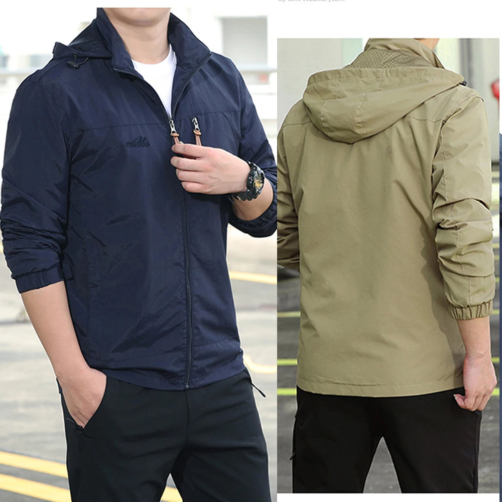 Chaqueta táctica cortavientos para hombre, impermeable, con capucha, para exteriores, deportiva, militar, talla europea, S-5XL, para escalada de campo, ropa fina