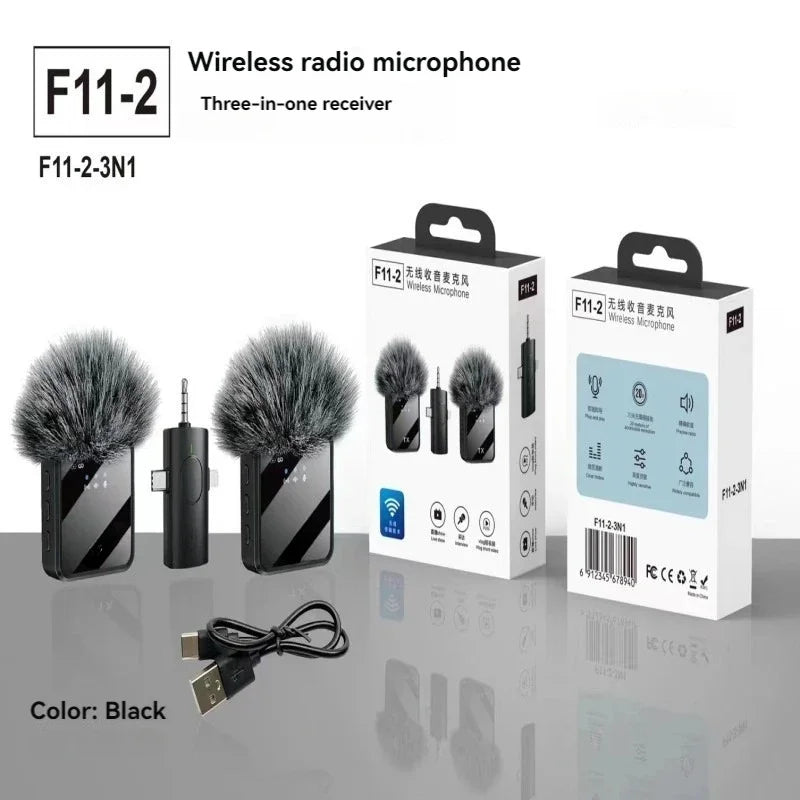 Micrófono de solapa inalámbrico 3 en 1 para cámara, iPhone y Android. Micrófono para grabación de video y podcasts con reducción de ruido.
