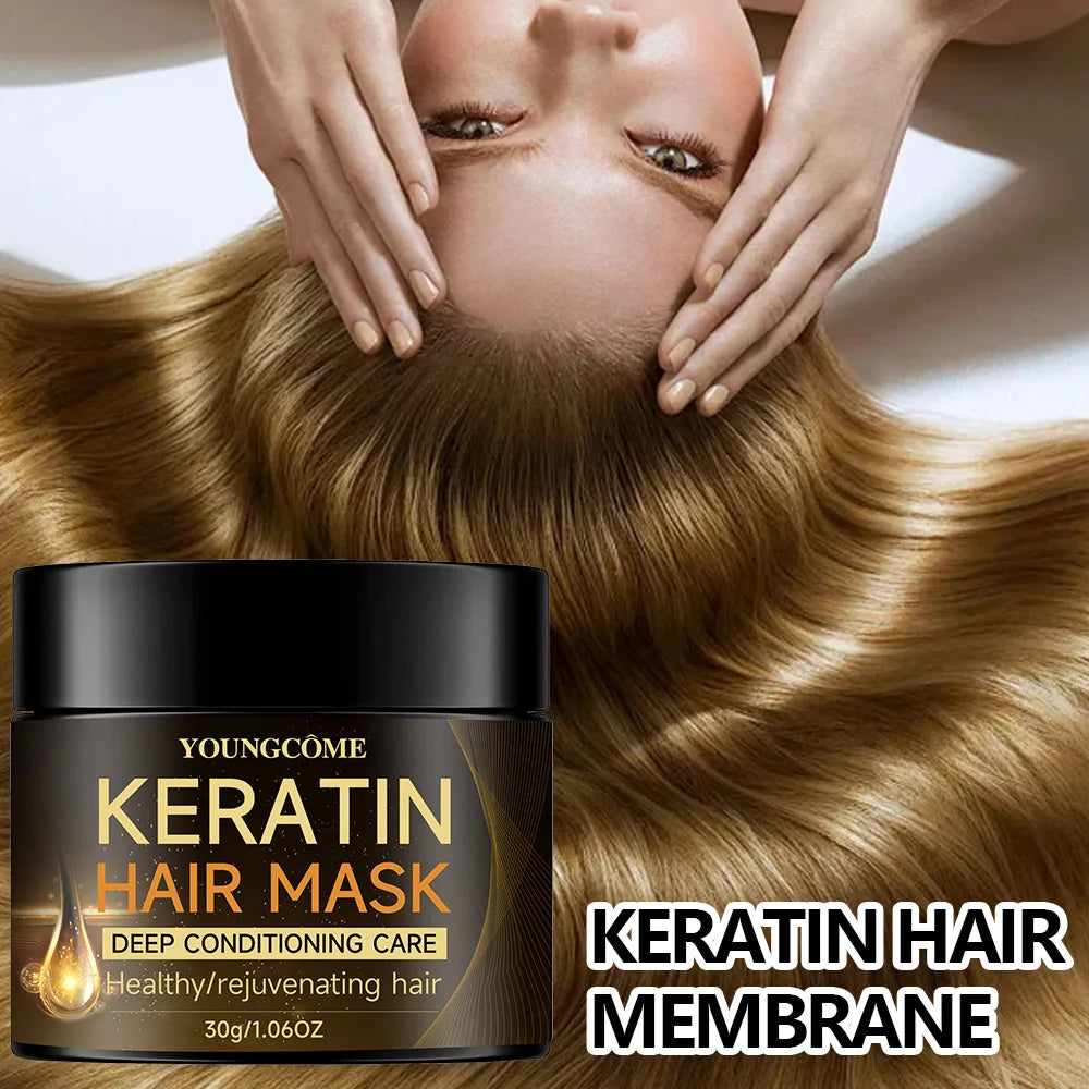 Mascarilla capilar de queratina, hidratante, acondicionador, suave, suave, antifrizz, cuidado del cabello dañado, reparación, restauración del brillo del cabello dañado, mascarilla capilar