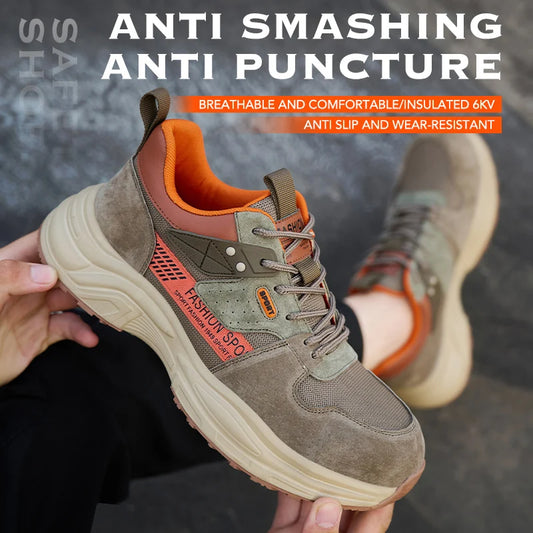 Zapato de trabajo antiperforación para hombre, zapatillas de trabajo de seguridad transpirables con puntera de acero, zapatos indestructibles, botas de trabajo transpirables.
