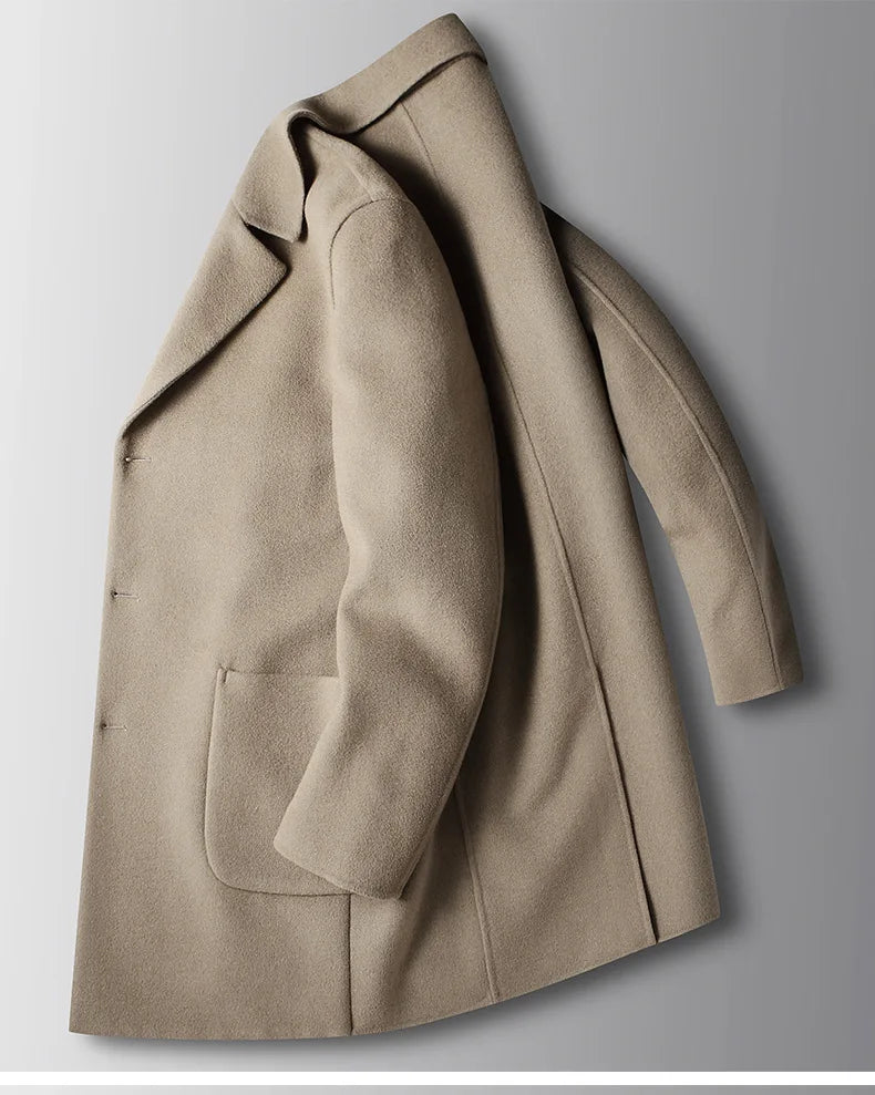 Brand Top Quality Double-Sided Woolen Men's Coat Autumn Winter Business Casual 71.8% Wool Male Medium Long Hommnre Coat