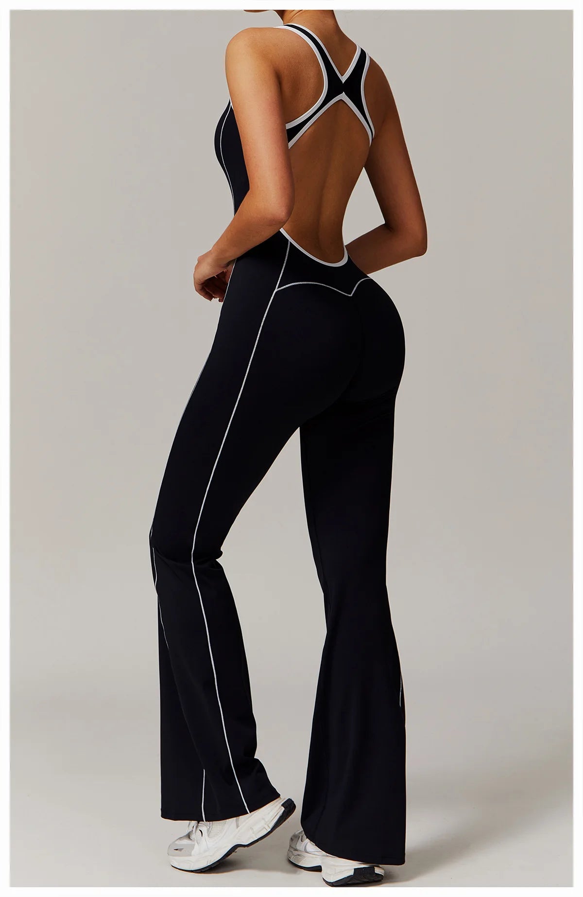 Conjunto de ropa deportiva de yoga con espalda cruzada para mujer, monos de una pieza con bloques de color, monos deportivos sin mangas, conjunto de gimnasio