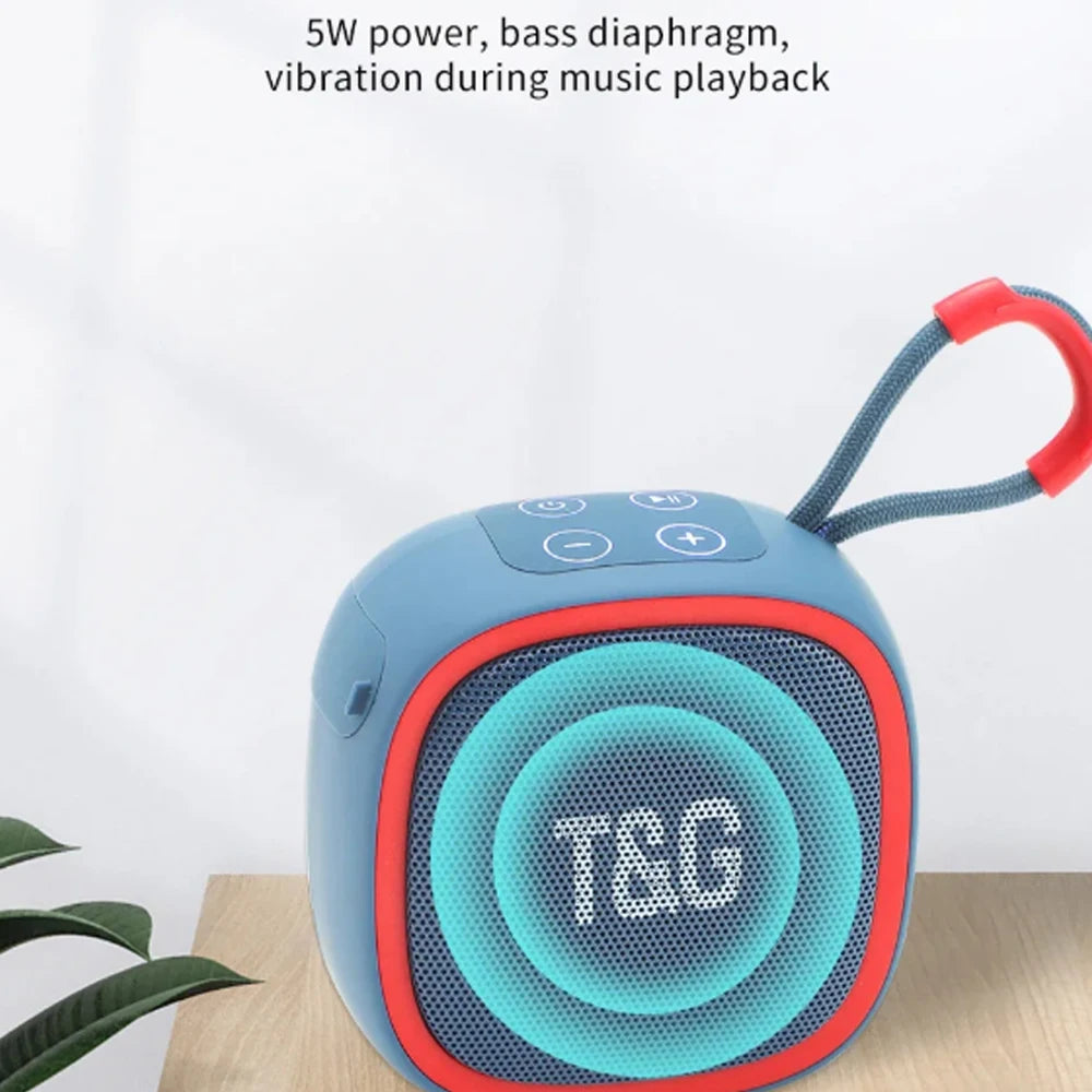 Mini altavoz portátil Bluetooth TG659 de 5 W para exteriores, inalámbrico, con graves, compatible con TF/U Disk, radio FM TWS, capacidad de 500 mAh.