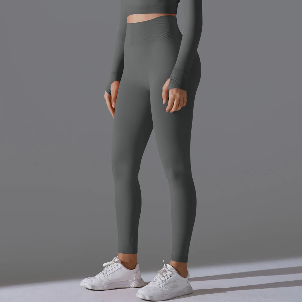 Leggings deportivos de yoga para mujer, sin costuras, cintura alta, elásticos, color sólido, para gimnasio, correr, secado rápido, realce y efecto moldeador.