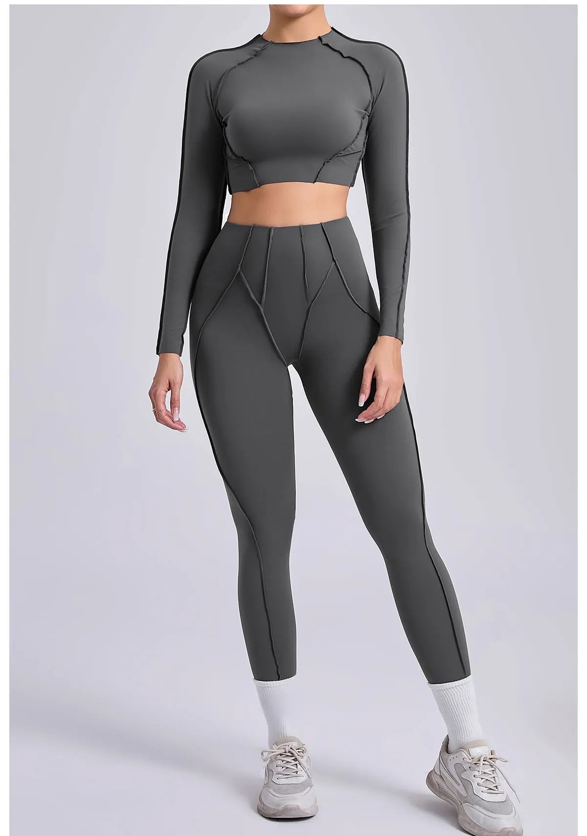 Yoga Set Workout Tracksuits 2 Pieces Gym Clothes Sportswear Yoga Suits For Women Fitness Set Sports Long Sleeved Gym Leggings