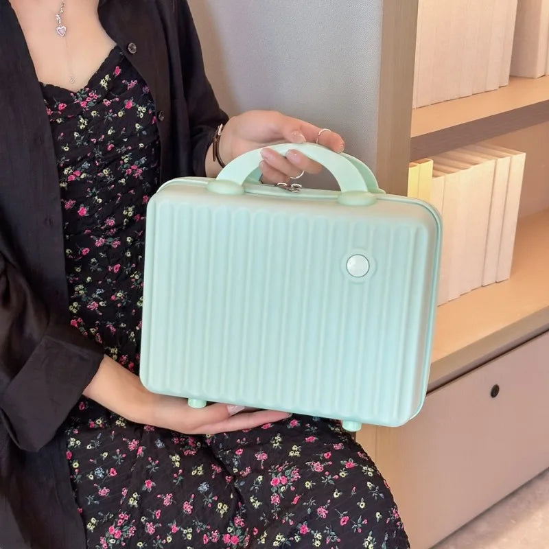 Maleta ABS de 14 pulgadas, bolsa de cosméticos, estuche liviano para viajes de negocios, estuche para alojamiento de estudiantes, bolsa organizadora de maquillaje, regalo de recuerdo.