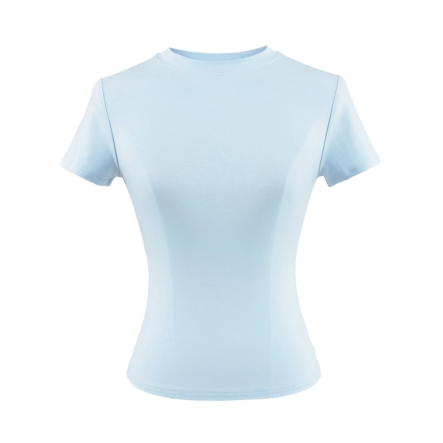 Camiseta informal de alta calidad para mujer, blusa sexy ajustada de manga corta, tendencia de moda, ropa lisa, tops Y2K, 2024