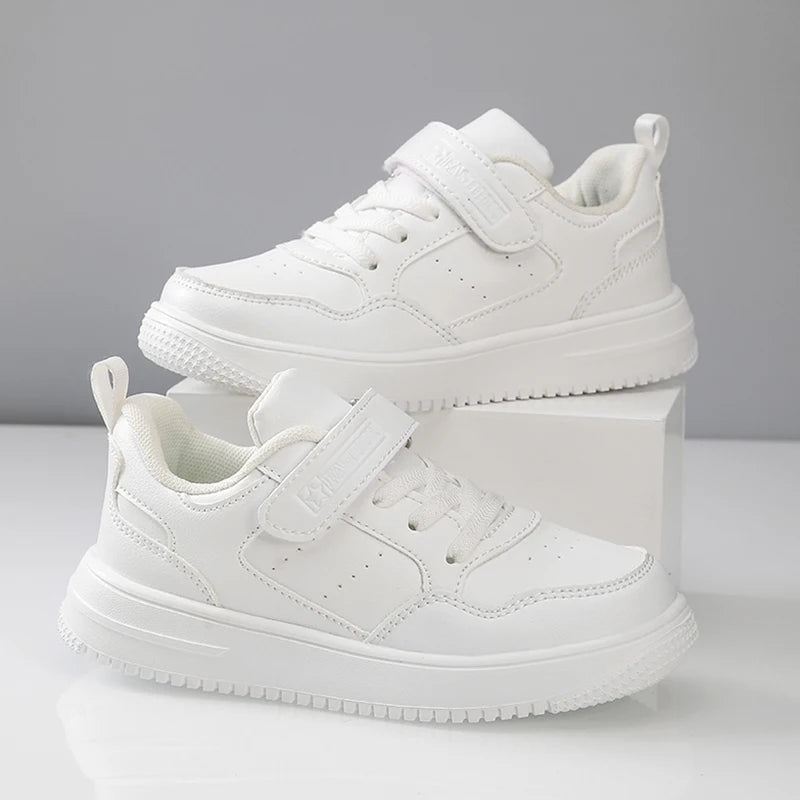 Zapatillas deportivas blancas de moda para niños y niñas, calzado deportivo antideslizante para exteriores, cómodo y para caminar.