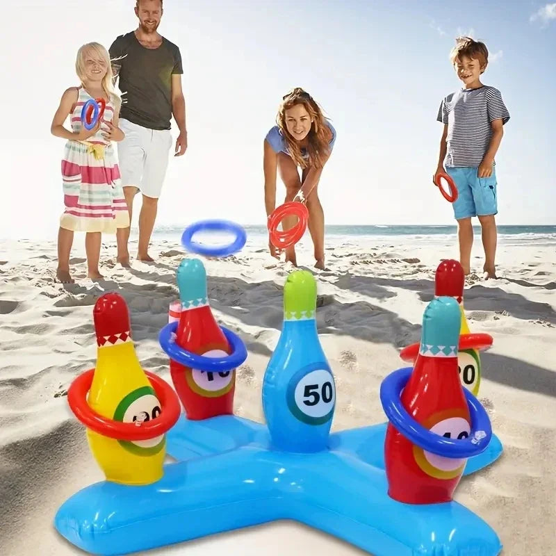 1 juego de bolos acuáticos inflables con bombas de aire, piscinas y deportes acuáticos inflables adecuados para nadar p