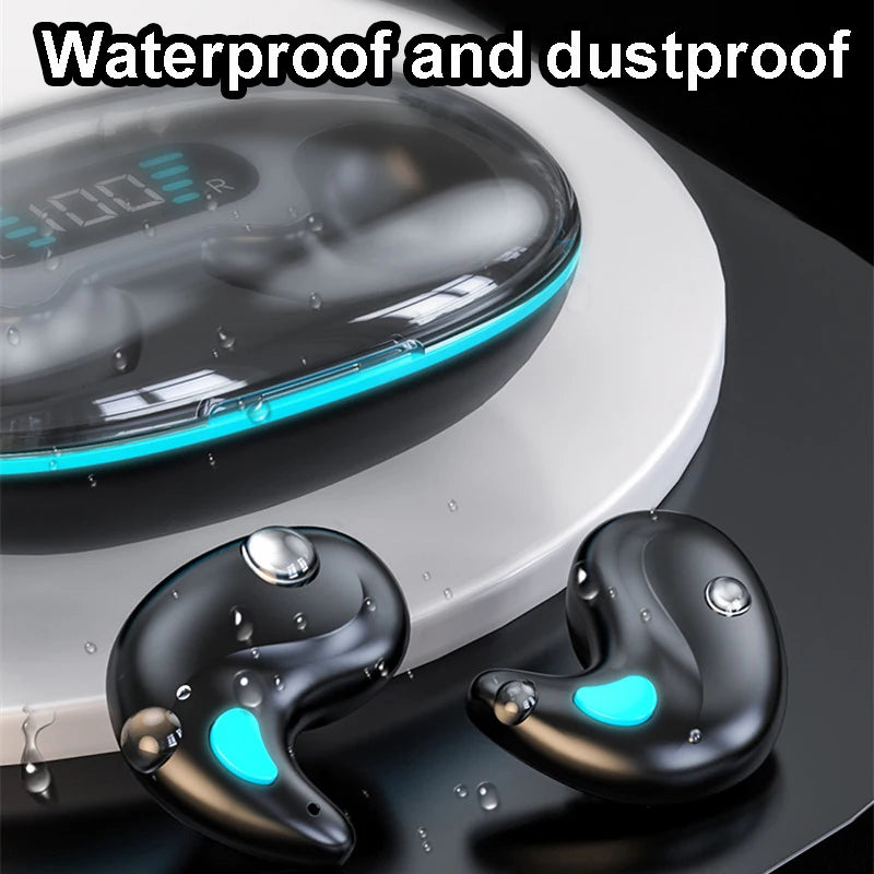Mini auriculares invisibles para dormir TWS inalámbricos Bluetooth 5.3 con reducción de ruido oculta, auriculares estéreo deportivos