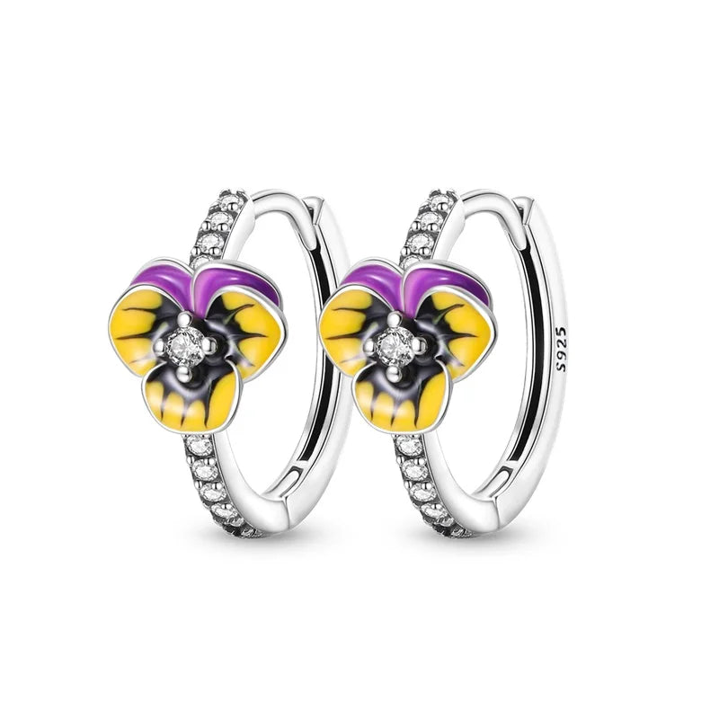 Pendientes de plata de ley 925 con diseño de mariposa, abeja, mariquita y flor de arcoíris para mujer, joyería de moda para fiestas de cumpleaños, regalos