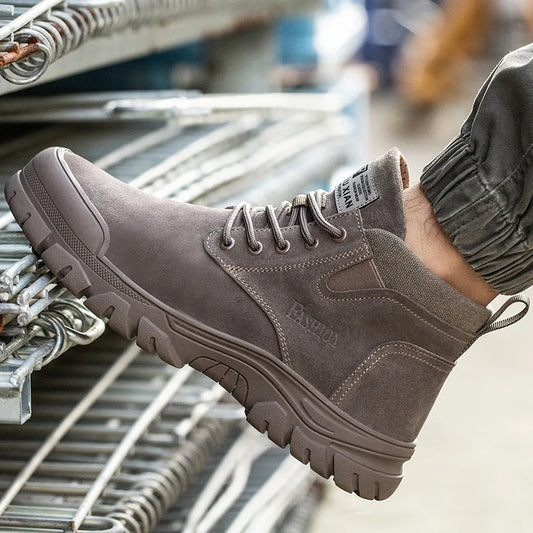 Zapatos de seguridad para hombre, antiperforación, indestructibles, zapatos de trabajo de moda, zapatos de trabajo para exteriores, botas con puntera de acero.