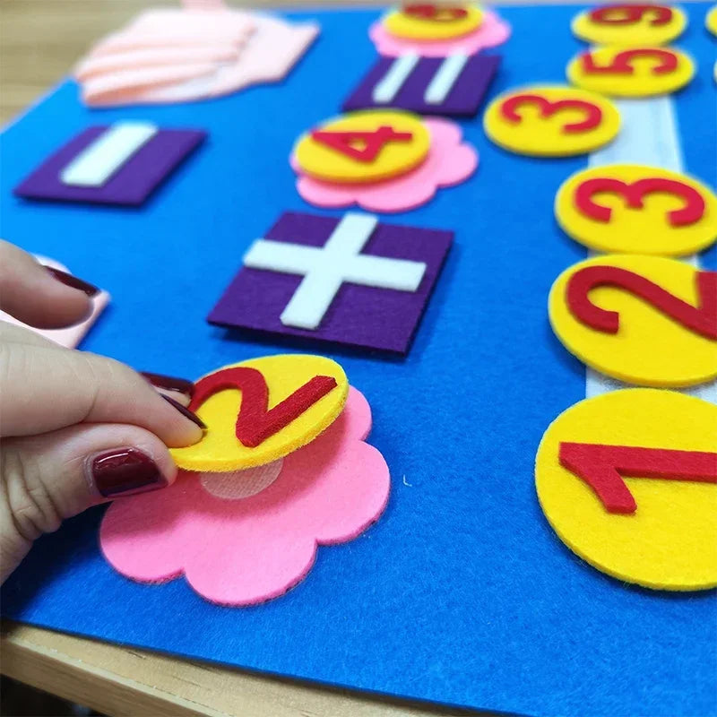 Tablero de fieltro Montessori para matemáticas cognitivas, educación temprana, iluminación, juguetes para niños, regalos