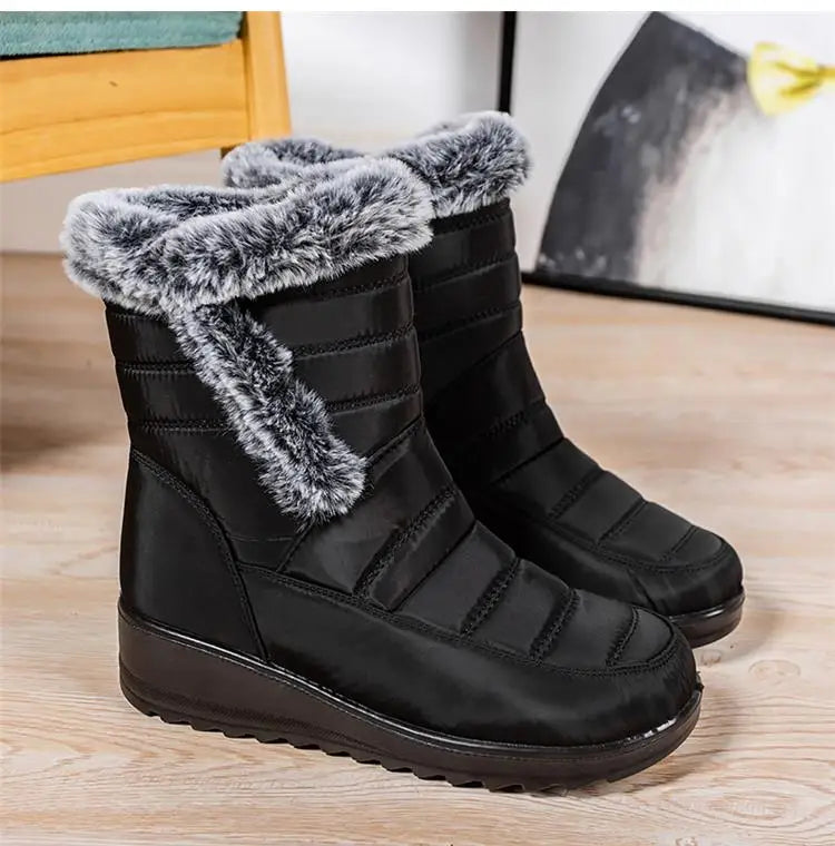 Botas de nieve para mujer, zapatos sólidos para mujer, zapatos impermeables para mujer, botines nuevos, botas planas para mujer, zapatos de invierno para mujer, botas
