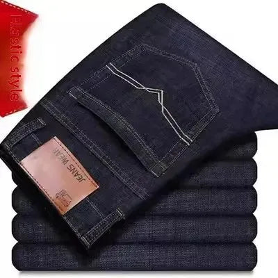 Pantalones vaqueros holgados de pierna recta, elásticos, resistentes al desgaste y versátiles para trabajo y construcción.