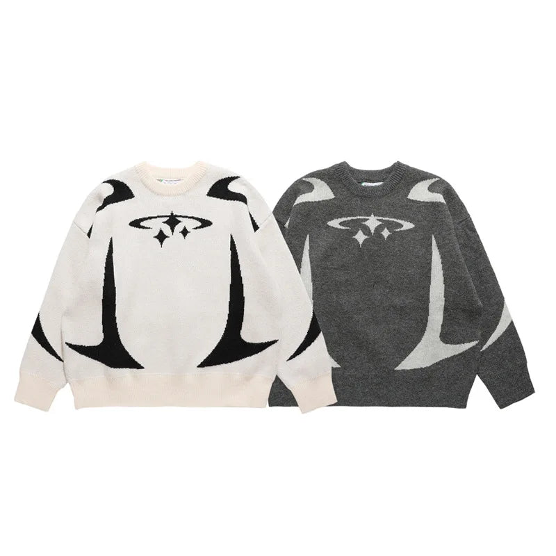 GRAN PROMOCIÓN Suéter retro Y2K en otoño e invierno Suéter con estampado de estrellas Y2K Suéter Harajuku de invierno Ropa estética unisex