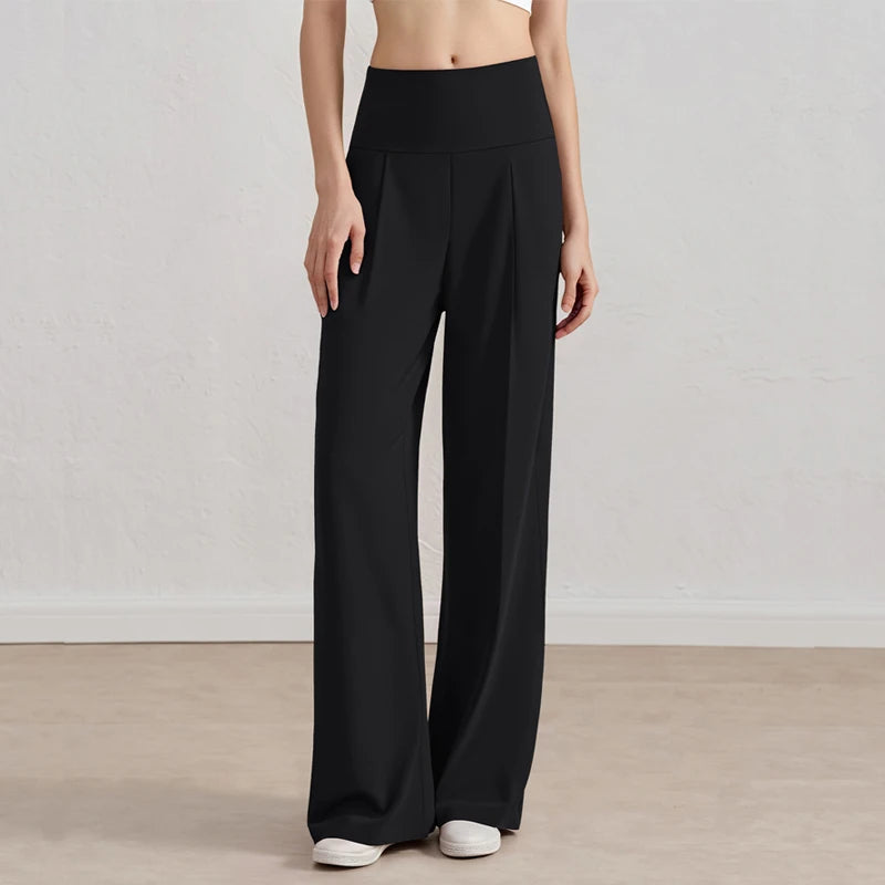 Pantalones de pierna ancha para mujer VITALINOVO, sin bolsillos, cintura alta, elásticos, holgados, tipo chándal, sensación de desnudez, informales, para estar en casa, yoga o entrenamiento, estilo palazzo.