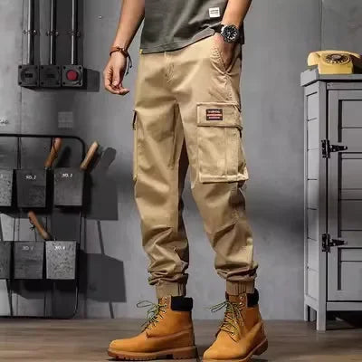 Pantalones cargo vintage estilo americano, holgados, de pierna recta, informales, para hombre, ligeros, de verano, con pierna ancha, estilo harén.