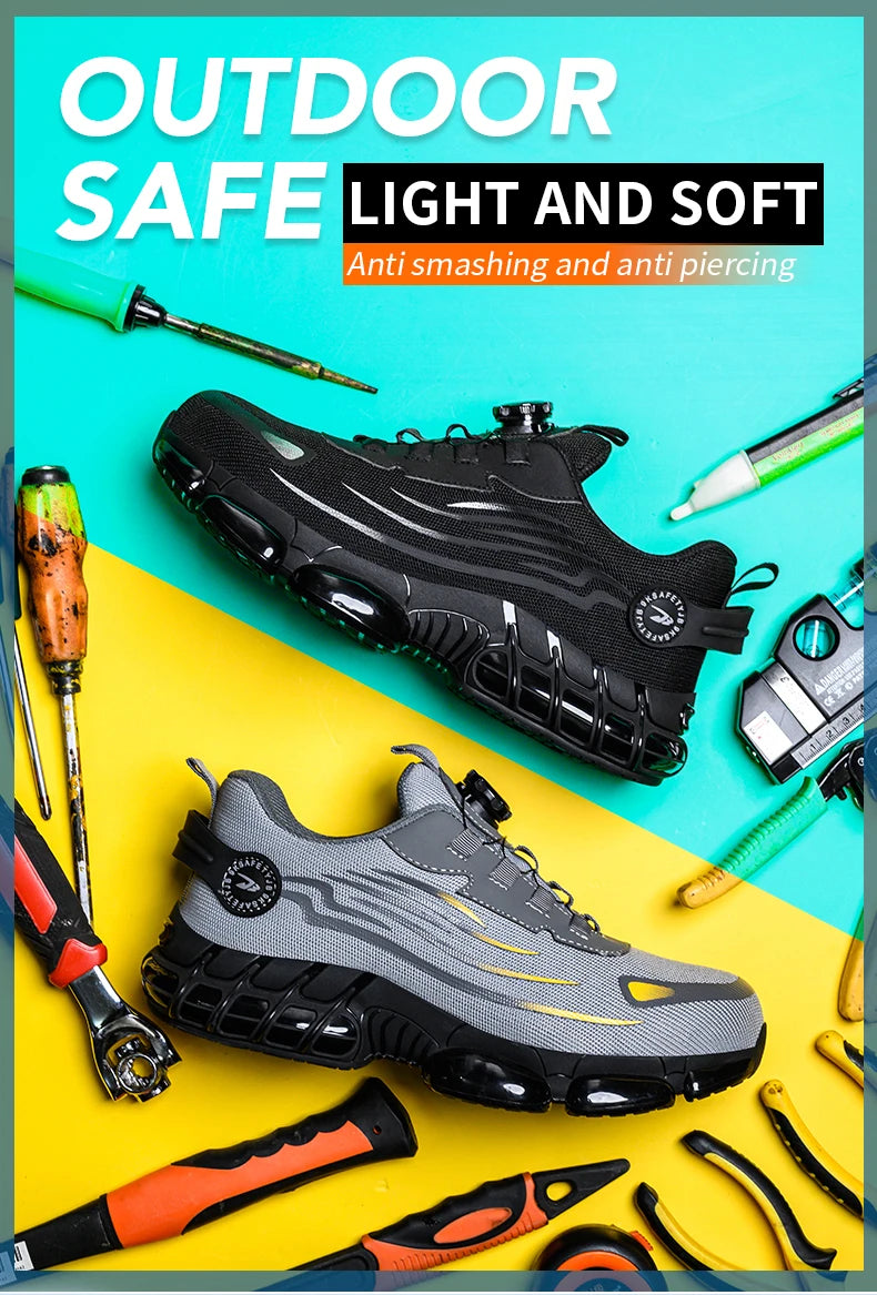 Small Size Rotary Buckle Work Safety Shoes For Men Air Soft Sole Lightweight Protective Work Sneakers Men and Women Shoes