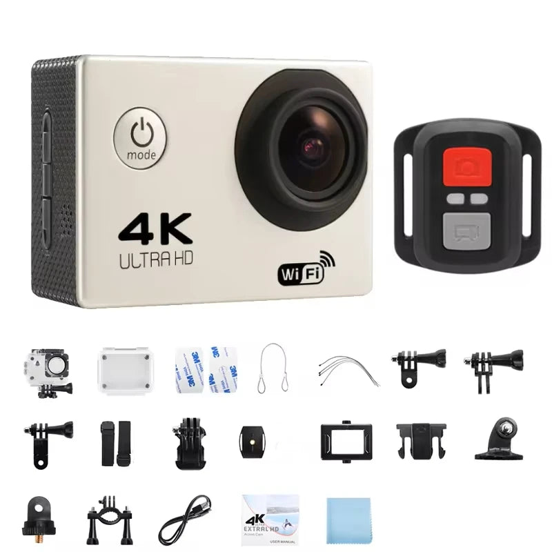 Cámara de acción 4K 1080P/30FPS WiFi 2.0" 170D, impermeable, subacuática, para casco, grabación de video, cámaras deportivas, minicámara para exteriores
