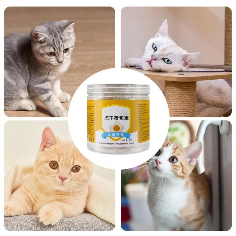 20 piezas de huevos escalfados para mascotas, bocadillos liofilizados, naturales y sin aditivos, alivian el rechinamiento de dientes de las mascotas, engordan nutricionalmente de forma saludable.